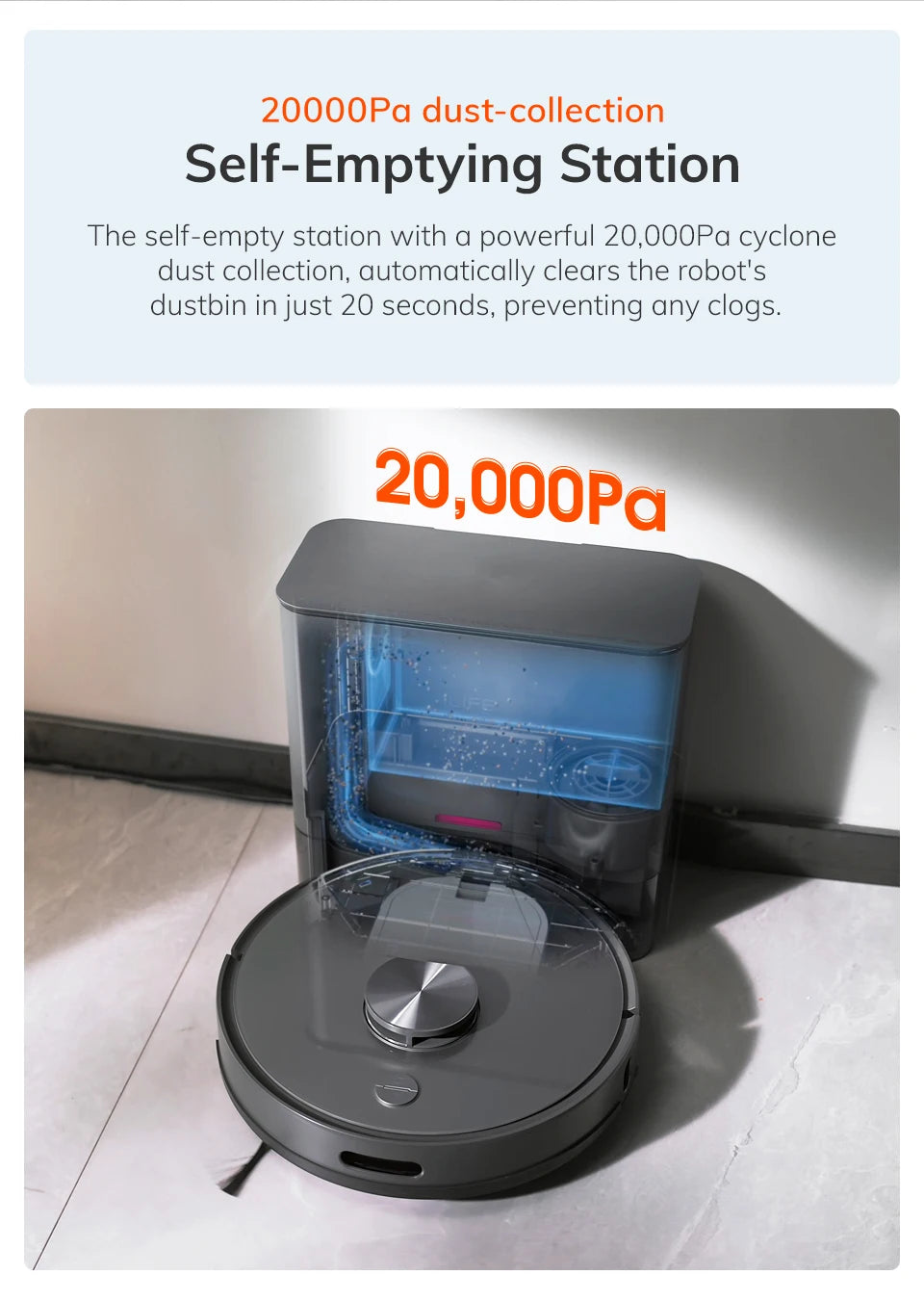 ILIFE T20S Robot Vacuum, 5000Pa, Auto Empty, Wet/Dry Mop