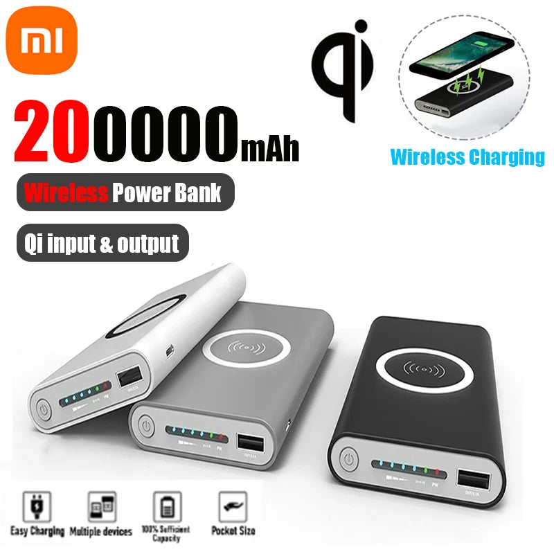200,000mAh Magnetic Wireless Power Bank for iPhone, Samsung, Xiaomi