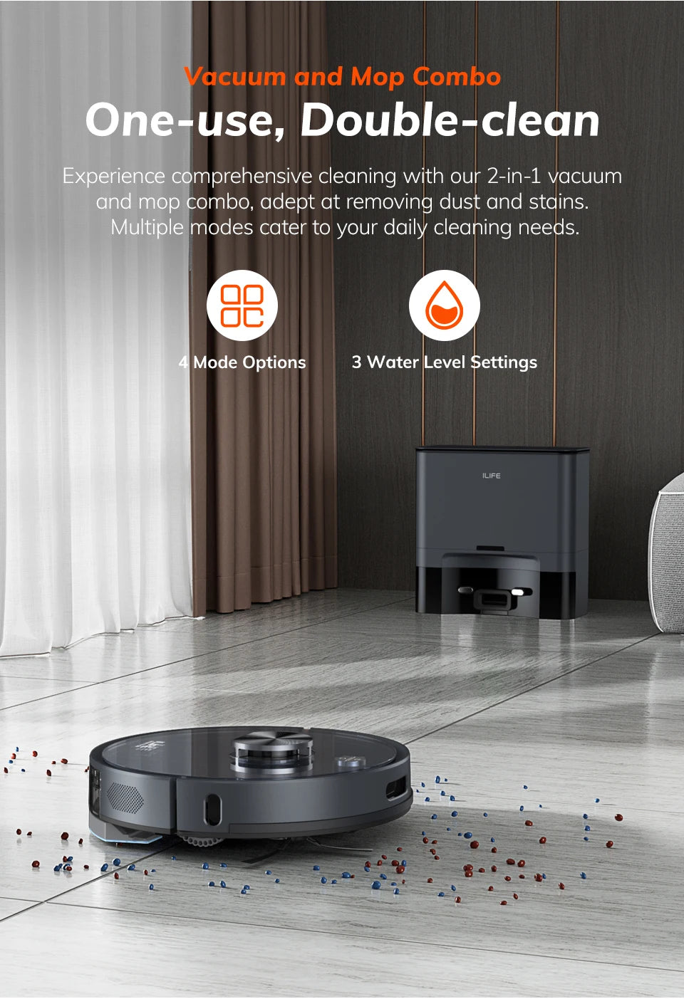 ILIFE T20S Robot Vacuum, 5000Pa, Auto Empty, Wet/Dry Mop