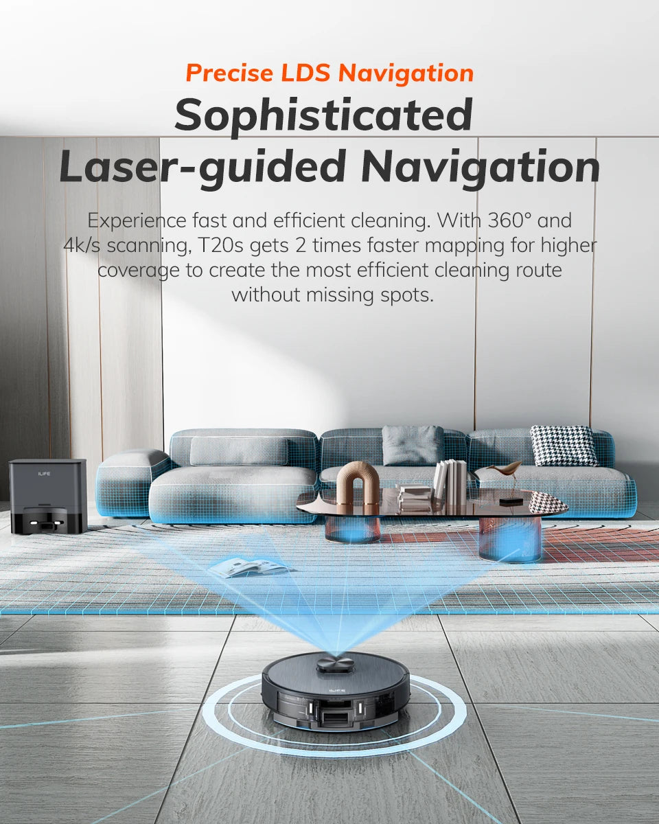 ILIFE T20S Robot Vacuum, 5000Pa, Auto Empty, Wet/Dry Mop